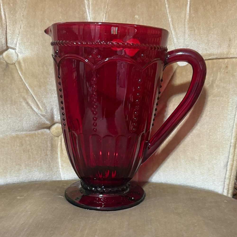 Princess House Ruby Red Glass Pitcher